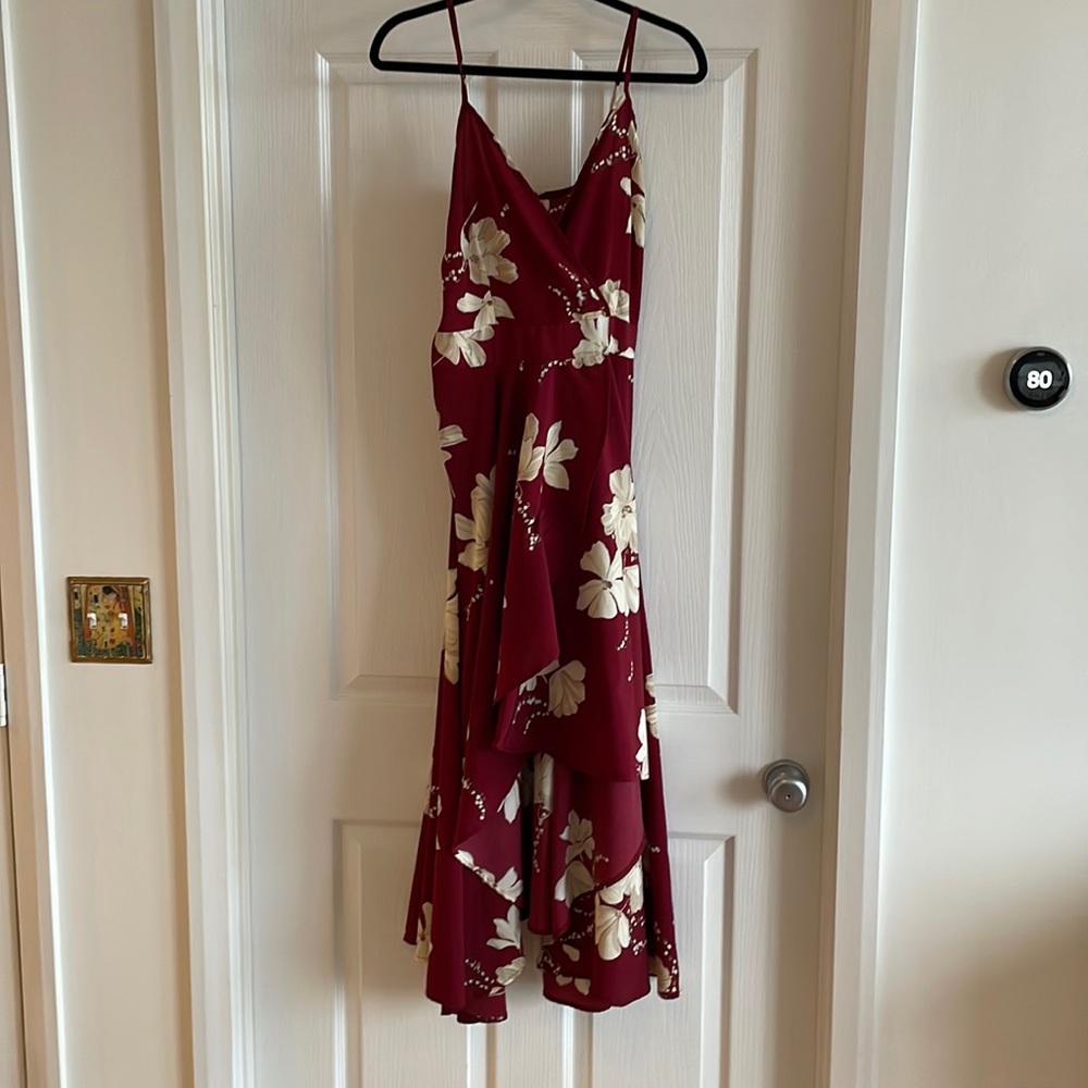 FREE WITH PURCHASE OF ANOTHER ITEM High low red floral dress